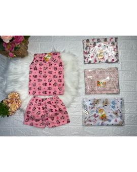 Pijama Bebê Manga Curta Menina Algodão Estampado