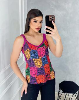 Regata Feminina Alça Dupla Colorida