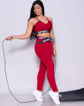 Roupa de Academia Feminina Calça Legging e Top com Elástico