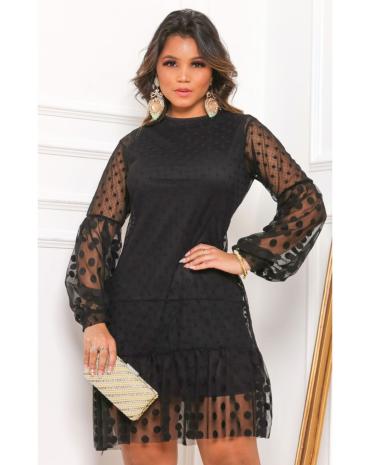 vestido-curto-preto-manga-longa-bufante-no-tule-atacado-rua-44-goiania 