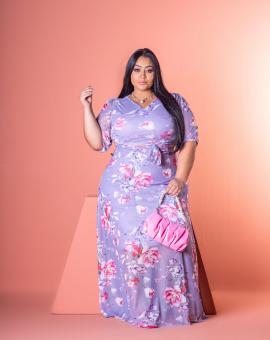 Vestido Evangélico Plus Size Longo Estampado