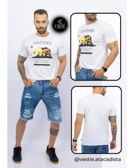 Bermuda Jeans Masculina Rasgado