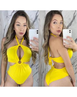 Body Maiô Feminino com Bojo Recorte na Cintura