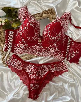 Conjunto Lingerie em Renda Bicolor com Bojo