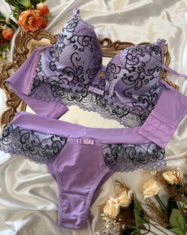 Conjunto Lingerie Sexy de Renda com Bojo - Atacado 44 Goiânia.