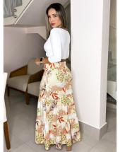 Conjunto Saia Longa Estampada e Cropped Manga Longa Atacado na Rua 44 em Goiânia