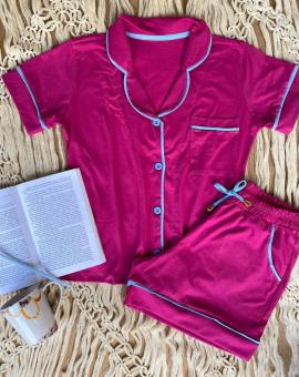 Pijama Americano Feminino Manga Curta Algodão