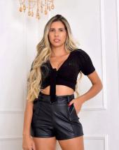 Short Courino Preto com Cinto Atacado na Rua 44 em Goiânia