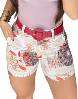Short Feminino Cintura Alta com Cinto no Suplex