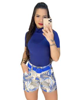 Short Feminino Curto Cintura Alta com Bolso