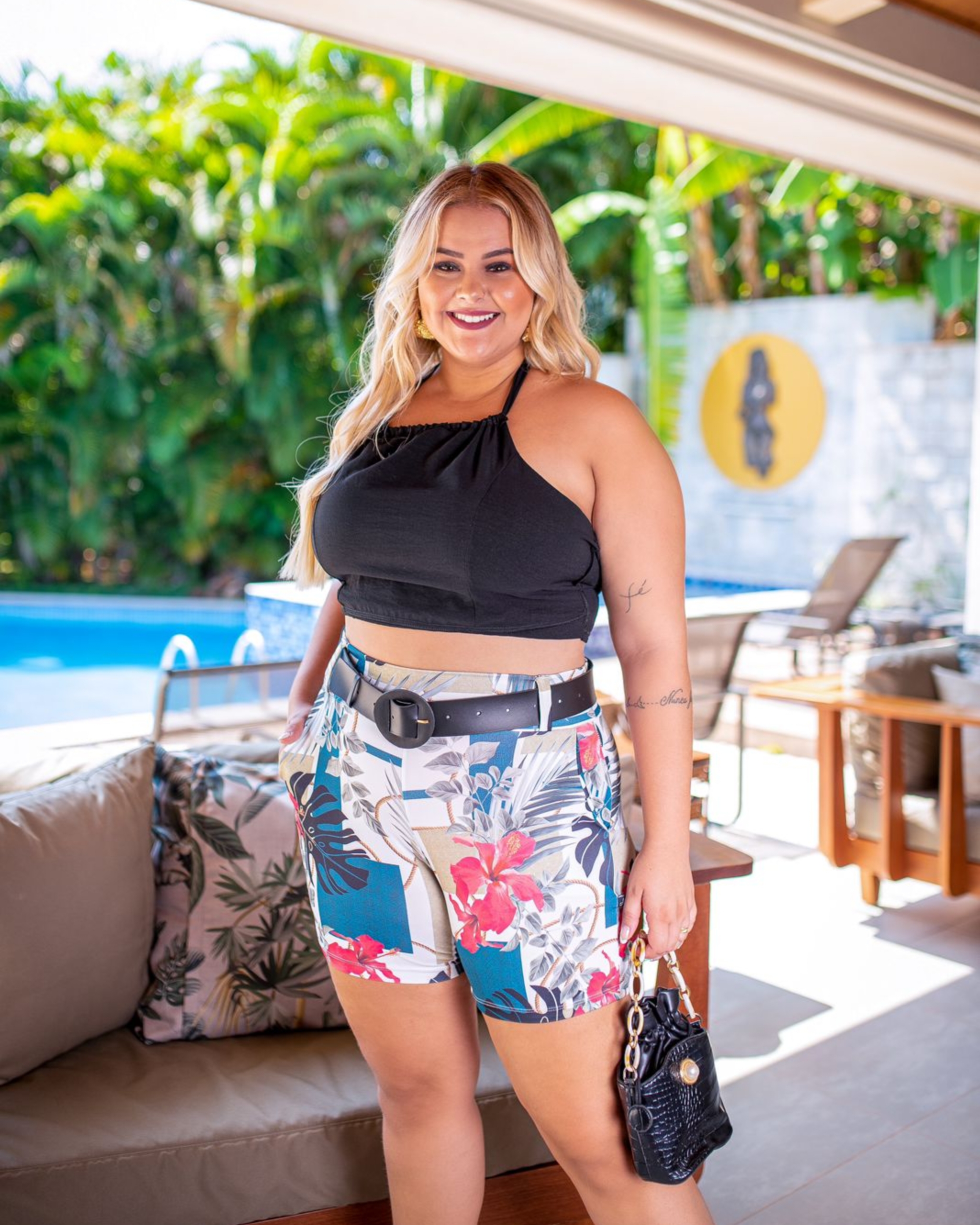 Short Plus Size Feminino Cintura Alta Estampado - Atacado 44 Goiânia.