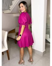 Vestido Curto Rodado Canelado Manga Bufante Atacado na Rua 44 em Goiânia