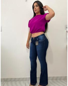 Calça Flare Cintura Alta Escura