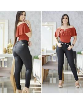 Calça Jeans Feminina Preta Básica Cintura Alta