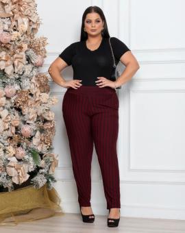 Calça Pantalona Plus Size Listrada
