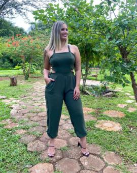 Macacão Jogger Feminino de Alcinha com Bolso