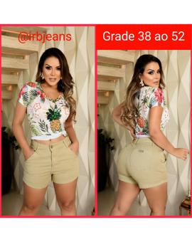 Short Jeans Feminino Cintura Alta Bolso Faca