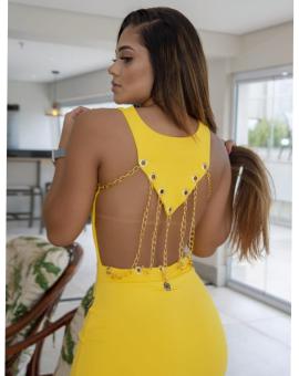 Vestido Curto Balada Detalhe em Correntes