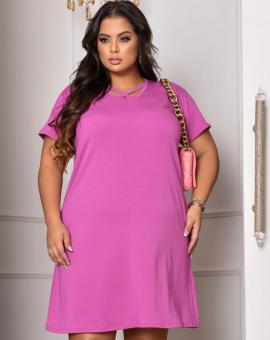 Vestido Plus Size Curto Soltinho de Manga