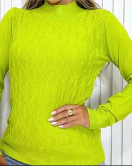 Blusa Tricot Modal Manga Longa Gola Alta