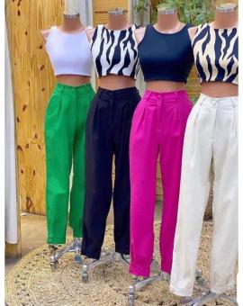 Calça de Linho Feminina Cintura Alta