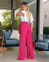 Calça Pantalona no Linho com Cinto Faixa Atacado na Rua 44 em Goiânia