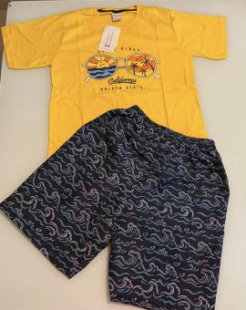 Conjunto Infantil Praia Bermuda e Camiseta Estampados