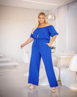 Conjunto Plus Size Calça Pantalona e Cropped Nozinho