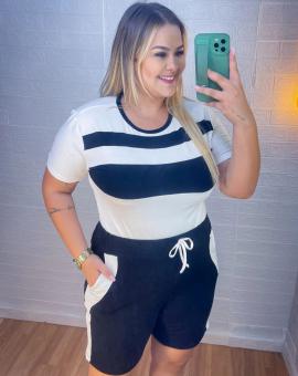 Conjunto Plus Size Feminino Short e Blusa na Viscolycra