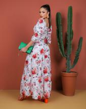 Conjunto Saia Longa e Cropped Estampado Floral Atacado na Rua 44 em Goiânia