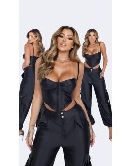 Crooped Corset Preto Alcinha