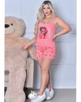 Pijama Feminino Curto de Alcinha Estampado