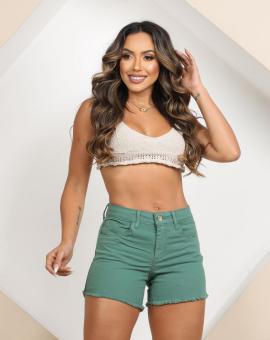 Short Jeans Colorido Feminino Cintura Alta