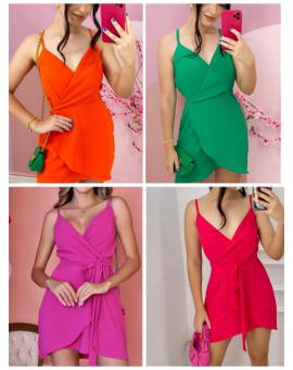 Vestido Envelope Transpassado com Amarração Várias Cores