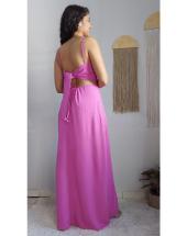 Vestido Longo Vazado na Cintura com Fenda Lateral Atacado na Rua 44 em Goiânia