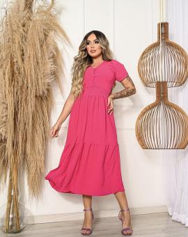 Vestido Midi Lastex Manga Curta