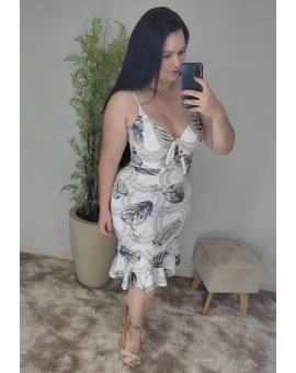 Vestido Midi no Suplex de Alcinha Estampado