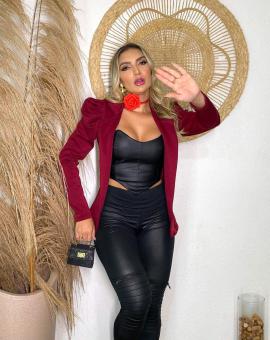 Blazer Feminino Manga Bufante Neoprene