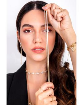 Colar Choker Cravejado Folheado