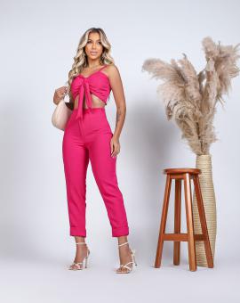 Conjunto Calça Cintura Alta Cropped Amarrar na Frente