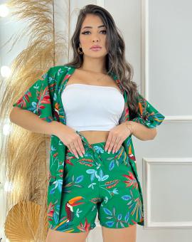 Conjunto Feminino Short e Kimono Estampado