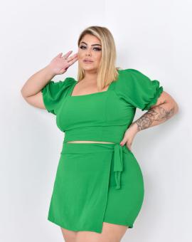 Conjunto Plus Size Estiloso Short Saia e Cropped
