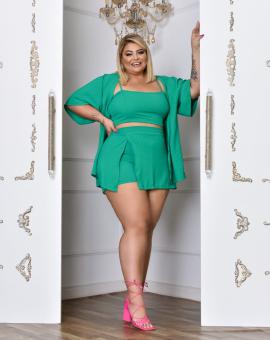 Conjunto Plus Size Short Saia e Kimono