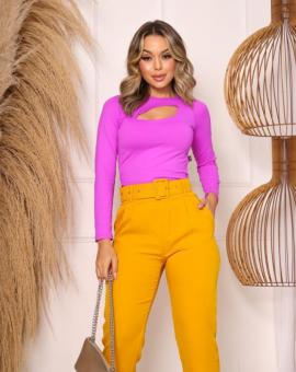 Cropped Manga Longa Liso Poliamida