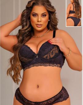 Lingerie Plus Size Luxo Renda Preta