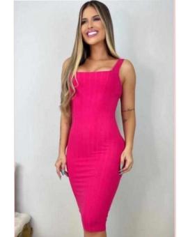 Vestido Midi Canelado Justo