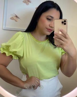 Blusa Feminina Manga Bufante no Crepe