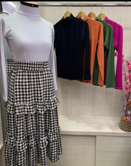 Blusa Feminina Manga Longa Gola Alta Várias Cores