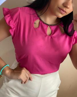 Blusinha Feminina Crepe Bordada Pedraria