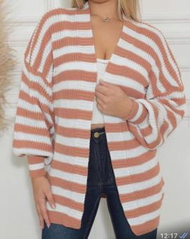 Cardigan Feminino no Tricot Listrado